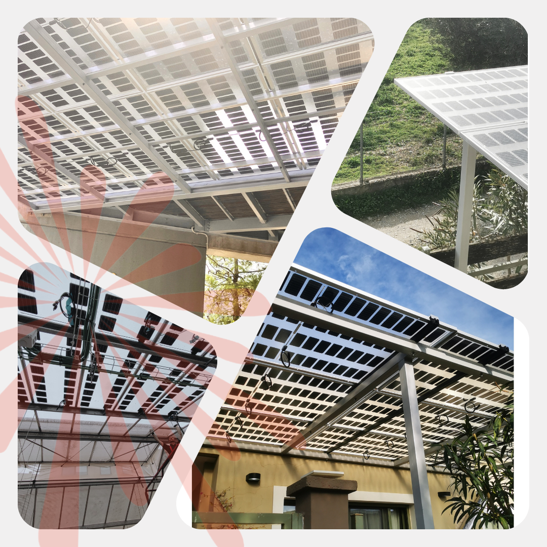 Banner showcasing real-life architectural applications of Brite Solar’s semi-transparent panels in buildings and commercial spaces.