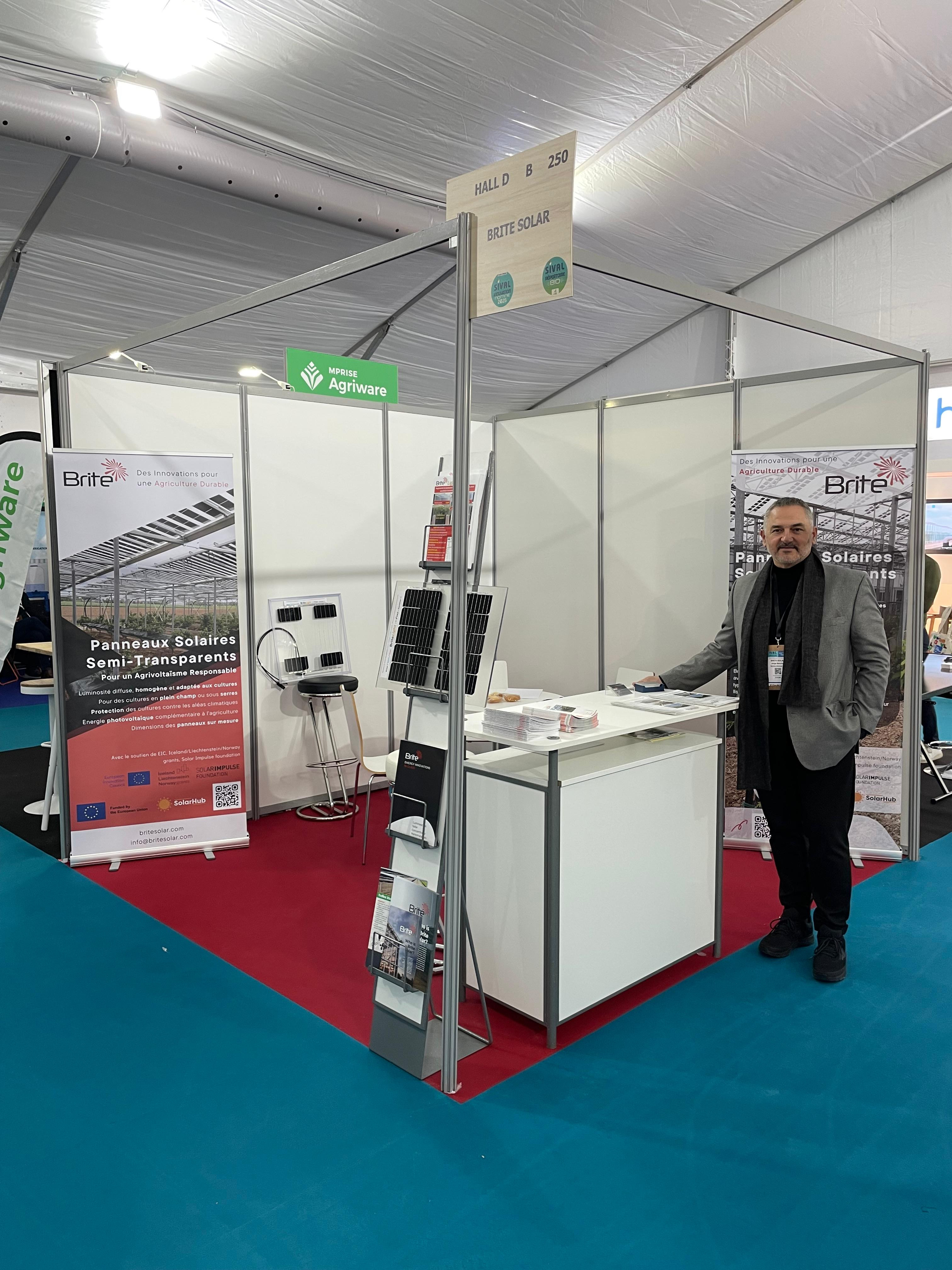 Live from Hall D, B250 – Brite Solar presents its semi-transparent solar panels at Sival 2025 in Angers, France.
